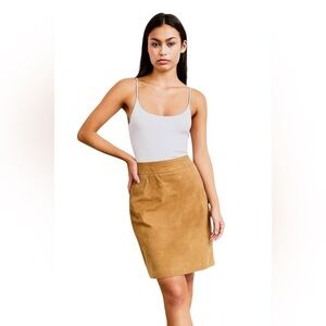 Caslon Suede Leather Skirt Beige Size 8 Y2K